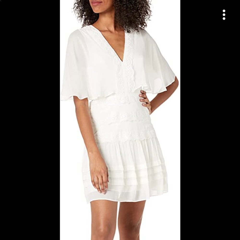 BCBG Maxazria Smocked White Lace Bridal Dress